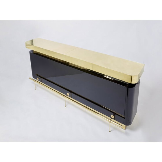 Image 1 of Vintage bar in black lacquer and brass by J.C. Mahey for Romeo Paris, 1970s