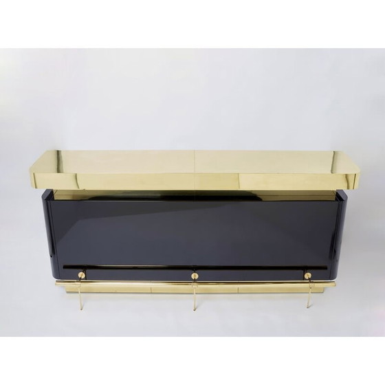 Image 1 of Vintage bar in black lacquer and brass by J.C. Mahey for Romeo Paris, 1970s