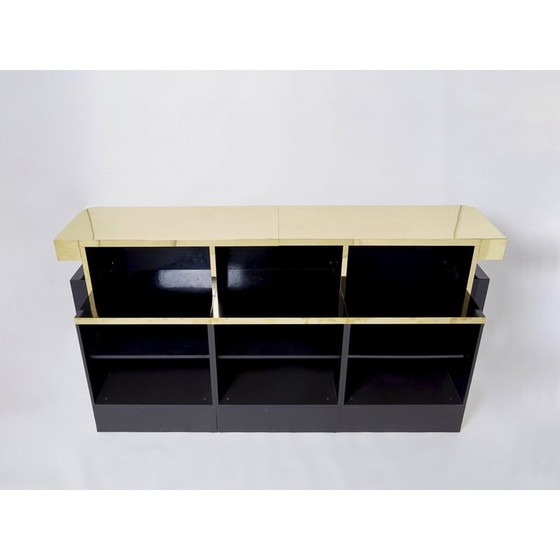 Image 1 of Vintage bar in black lacquer and brass by J.C. Mahey for Romeo Paris, 1970s