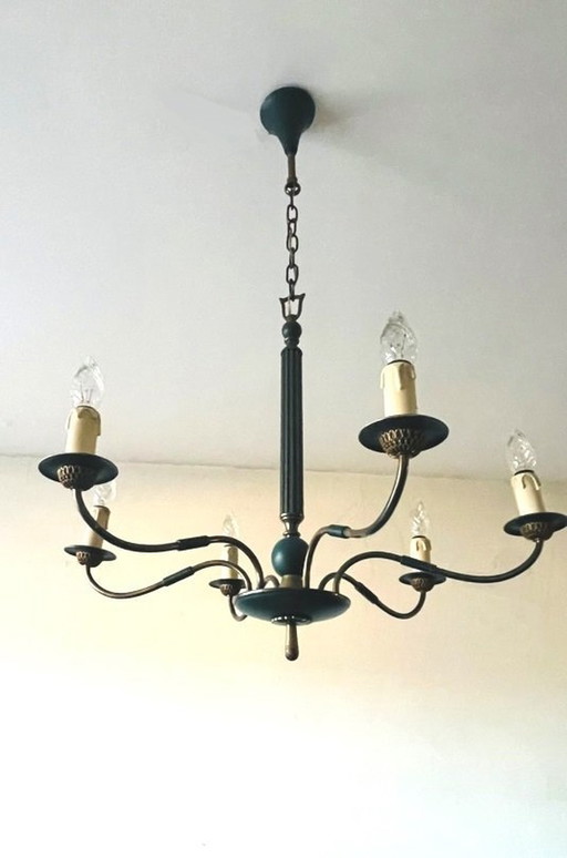 Column Chandelier * Vintage Neoclassical 50S *
