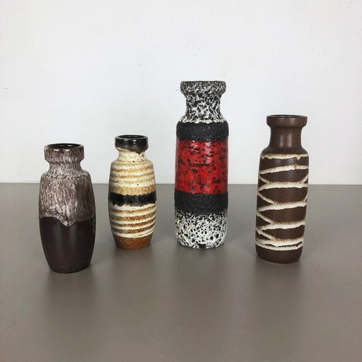 Conjunto de cuatro jarrones de suelo de cerámica vintage de Zöller y Born, Alemania, 1950