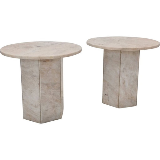 Pair of vintage Italian marble side tables, 1980s