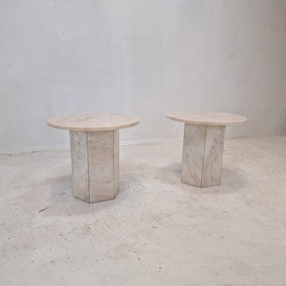 Image 1 of Pair of vintage Italian marble side tables, 1980s