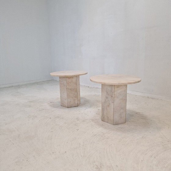 Image 1 of Pair of vintage Italian marble side tables, 1980s