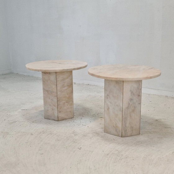 Image 1 of Pair of vintage Italian marble side tables, 1980s