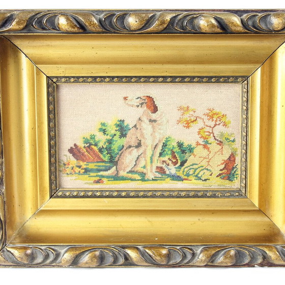 Image 1 of Vintage rug representing a sitting dog, Czechoslovakia 1920