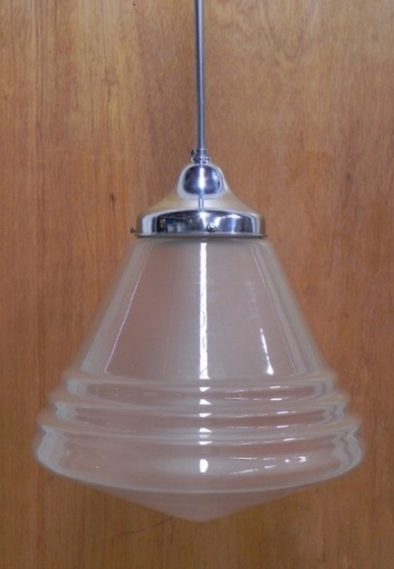 Image 1 of Art Deco hanging lamp with frosted glass shade