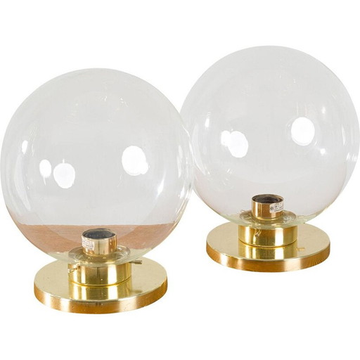 Pair of vintage glass sconces by Kamenický Šenov, Czechoslovakia 1950