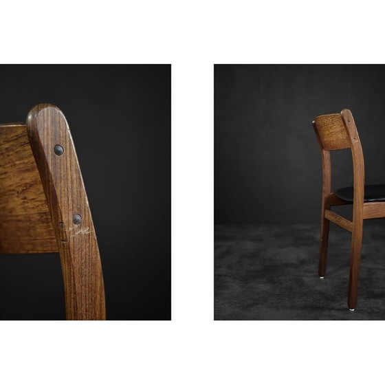 Image 1 of Set of 4 vintage Scandinavian teak and vinyl dining chairs, 1960s