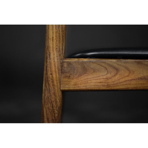 Image 1 of Set of 4 vintage Scandinavian teak and vinyl dining chairs, 1960s