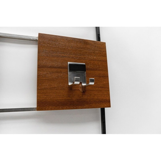 Image 1 of Vintage walnut wall coat rack with chrome hooks, 1960