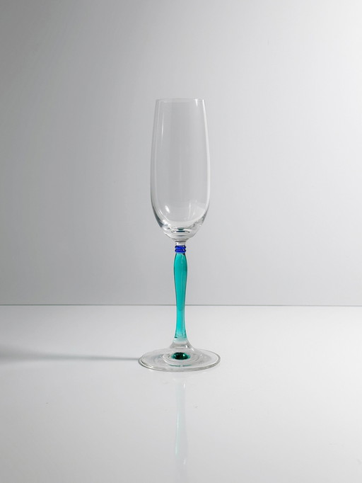 6X Vintage Postmodern Champagne Glasses Spiegelau Arabesque 90s Memphis Milano Champagne
