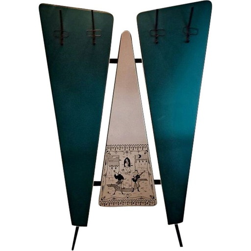 Mid-century fabulous Italian wall coat rack by Fornasetti Fontana, 1950s