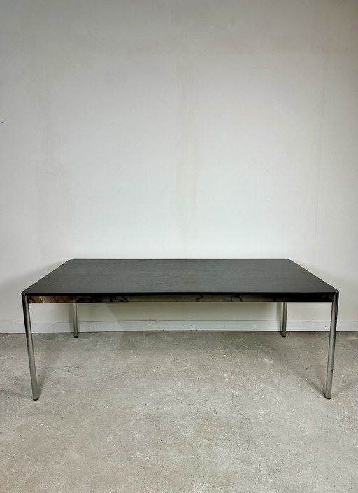 Usm Haller T59 Black Laminate And Chrome Steel Table