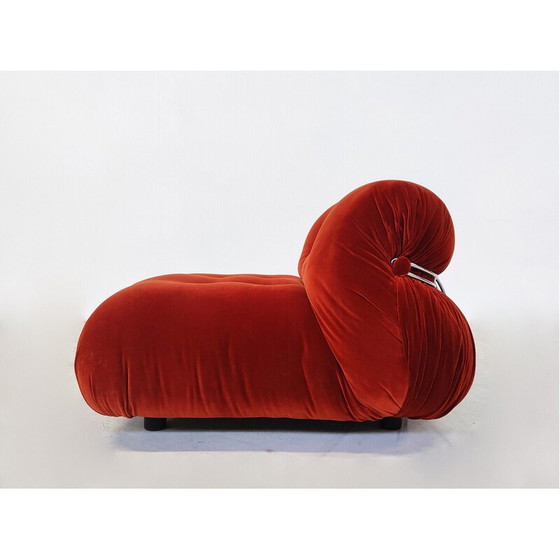 Image 1 of Pair of vintage orange "Soriana" armchairs and ottoman by Afra and Tobia Scarpa for Cassina, Italy 1970s