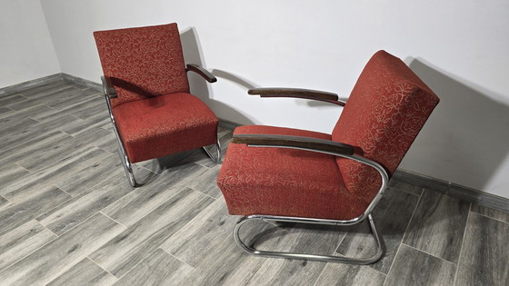 Image 1 of Bauhaus Chrome S411 Armchairs By Willem Hendrik Gispen For Mücke Melder