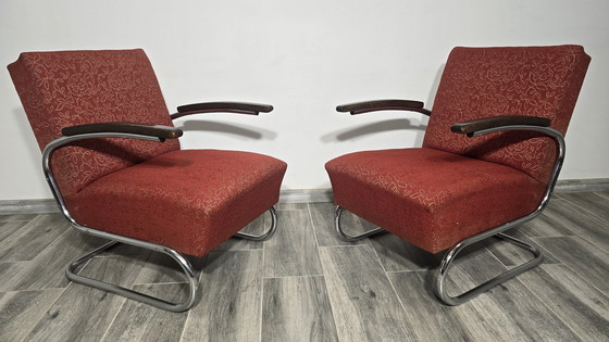 Image 1 of Bauhaus Chrome S411 Armchairs By Willem Hendrik Gispen For Mücke Melder