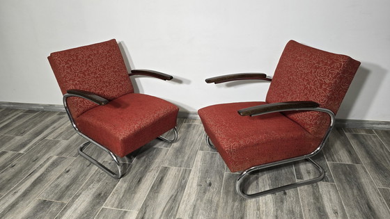 Image 1 of Bauhaus Chrome S411 Armchairs By Willem Hendrik Gispen For Mücke Melder