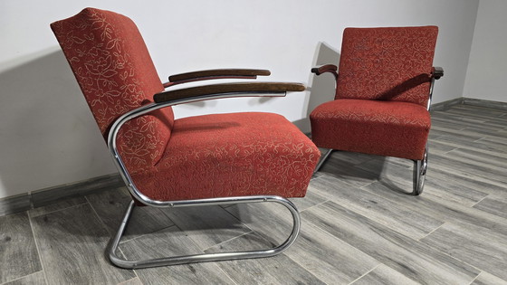 Image 1 of Bauhaus Chrome S411 Armchairs By Willem Hendrik Gispen For Mücke Melder