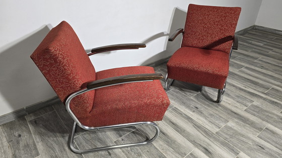 Image 1 of Bauhaus Chrome S411 Armchairs By Willem Hendrik Gispen For Mücke Melder