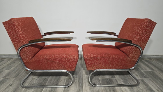 Image 1 of Bauhaus Chrome S411 Armchairs By Willem Hendrik Gispen For Mücke Melder