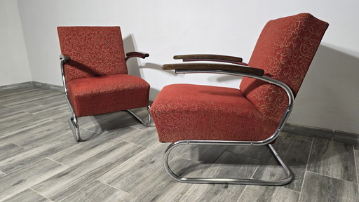 Bauhaus Chrome S411 Armchairs By Willem Hendrik Gispen For Mücke Melder