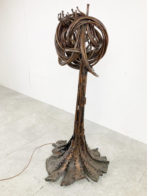 Image 1 of Jean Claeys Sculptural brutalist copper floor lamp