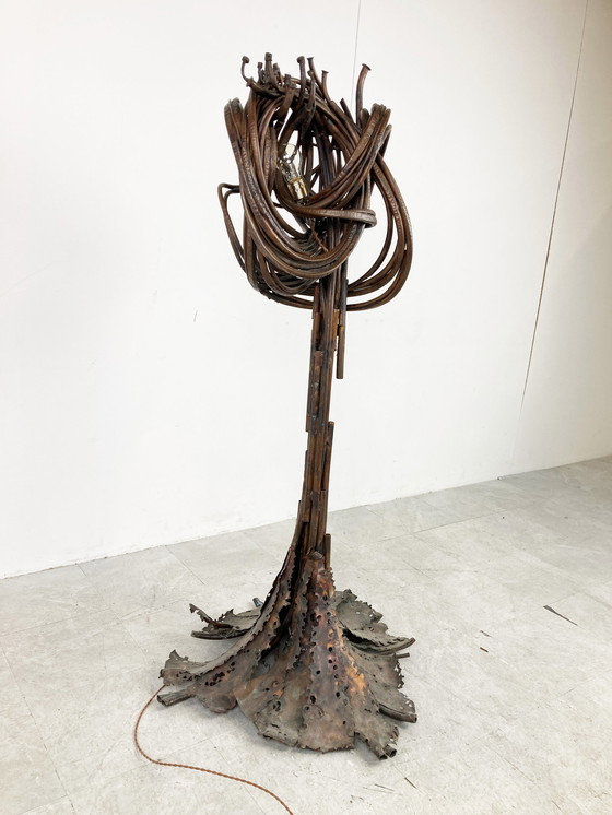 Image 1 of Jean Claeys Sculptural brutalist copper floor lamp