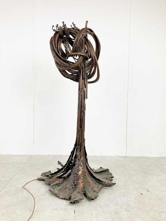 Image 1 of Jean Claeys Sculptural brutalist copper floor lamp