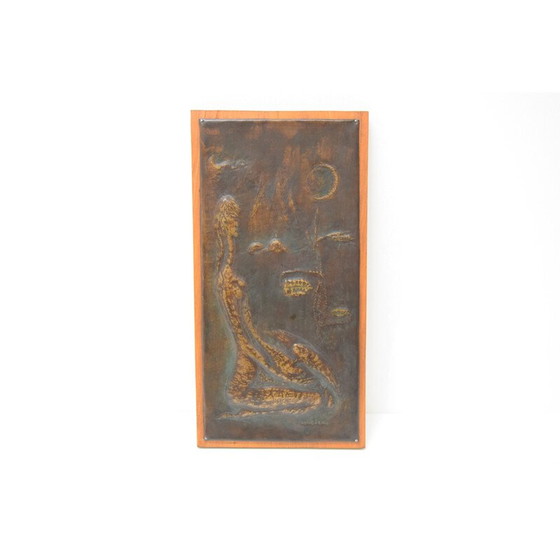 Image 1 of Scultura murale d'epoca in legno e rame di IEHošek, Cecoslovacchia 1960