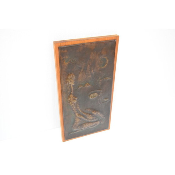 Image 1 of Scultura murale d'epoca in legno e rame di IEHošek, Cecoslovacchia 1960