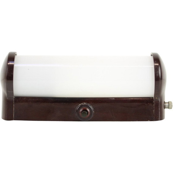 Image 1 of Vintage Art Deco wall lamp in bakelite and glass, Czechoslovakia 1930