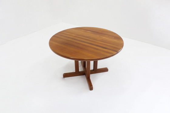 Image 1 of Vintage Danish Round Extendable Dining Table Solid Teak