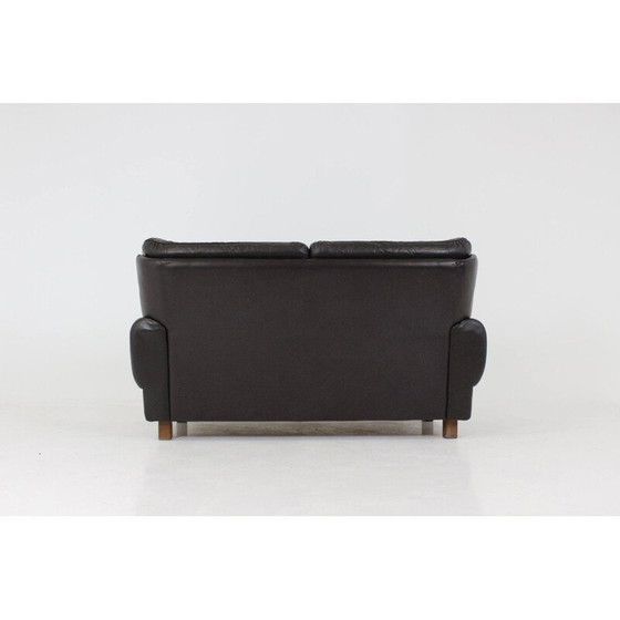 Image 1 of Vyber beech leather sofa in brown - 1970s