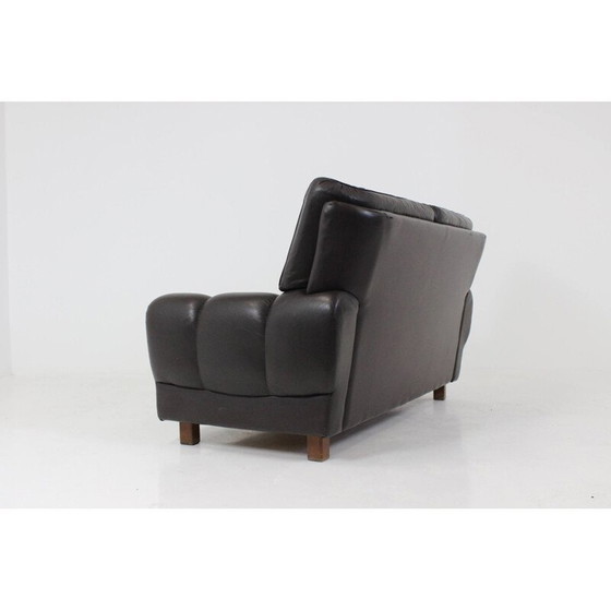 Image 1 of Vyber beech leather sofa in brown - 1970s