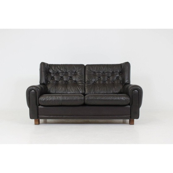 Image 1 of Vyber beech leather sofa in brown - 1970s