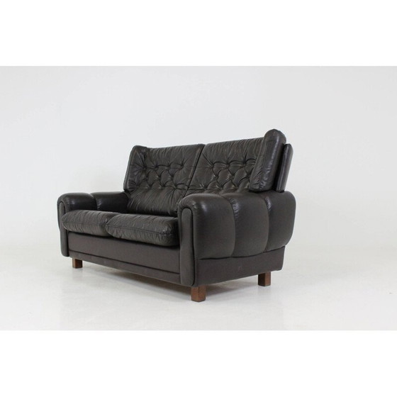 Image 1 of Vyber beech leather sofa in brown - 1970s