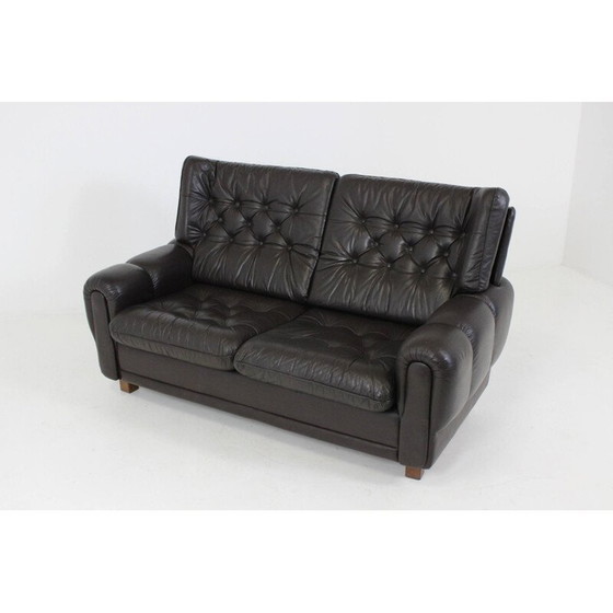 Image 1 of Vyber beech leather sofa in brown - 1970s