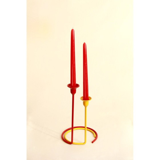 Image 1 of Set of 3 vintage Fuochi Lacquered Candle Holders Italy 1950s