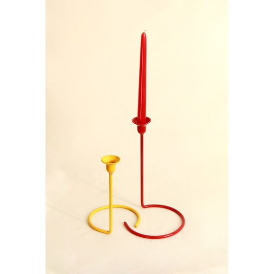 Image 1 of Set of 3 vintage Fuochi Lacquered Candle Holders Italy 1950s