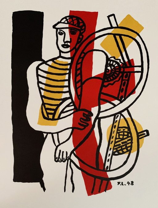 Fernand Léger: " Le Cycliste, 1948". Lithograph, Signed In The Plate.