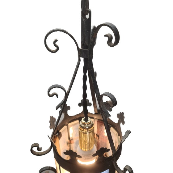 Image 1 of Piccola lanterna rotonda francese in metallo, metà del XX secolo