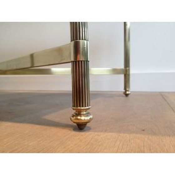 Image 1 of Tavolino da caffè vintage in ottone e vetro laccato nero di Jansen, 1940