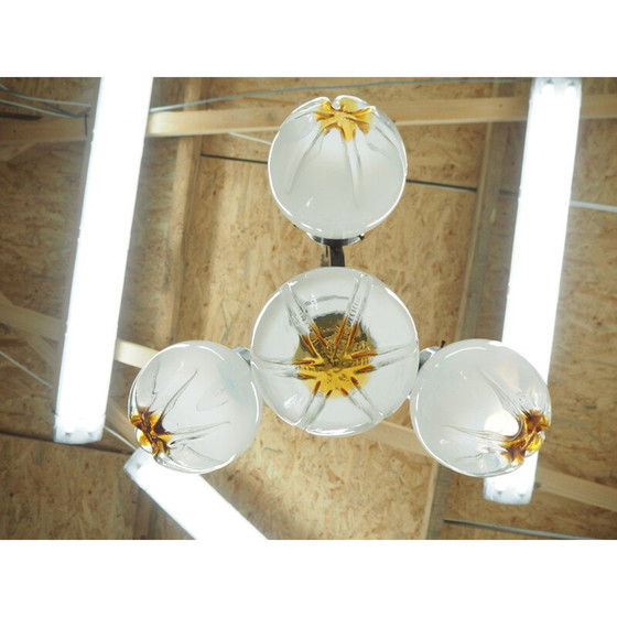 Image 1 of Lámpara de araña de cristal de mediados de siglo, Italia, década de 1950