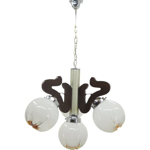 Mid century glass chandelier, Italy 1950s