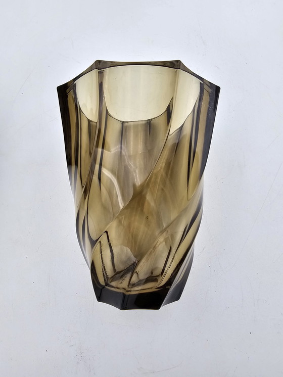 Image 1 of Pair Of Smoked Glass Vases 50'S