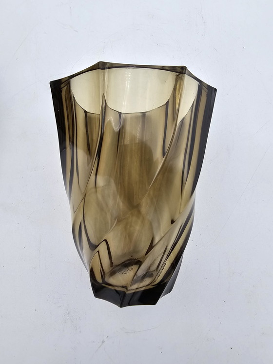 Image 1 of Pair Of Smoked Glass Vases 50'S