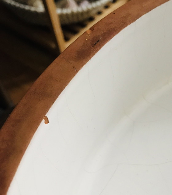 Image 1 of Piatto d'epoca in terracotta smaltata, fiorista Lione