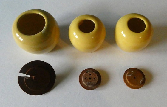 Image 1 of Small cruet by Jie Gantofta, design Anita Nylund, Sweden 60-70s, ceramic and teak