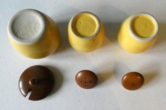 Image 1 of Small cruet by Jie Gantofta, design Anita Nylund, Sweden 60-70s, ceramic and teak